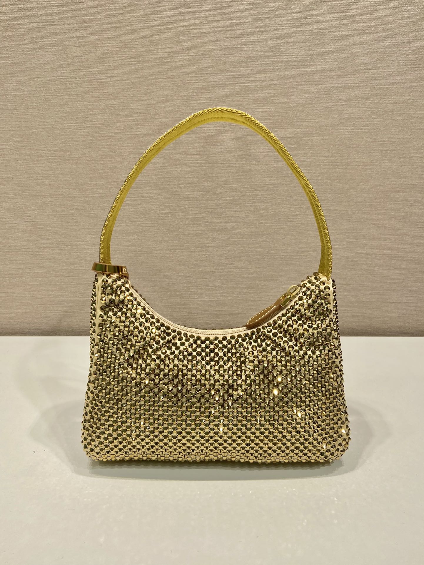 Prada Mini Duchesse And Crystal 2000 Hobo Bag Handbag Gold 1NE515